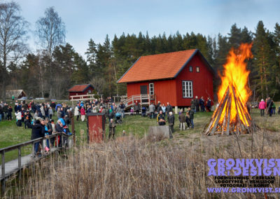 Valborgsmässoelden brinner på Grytholmens friluftsmuseum på Muskö. Foto: Bengt Grönkvist