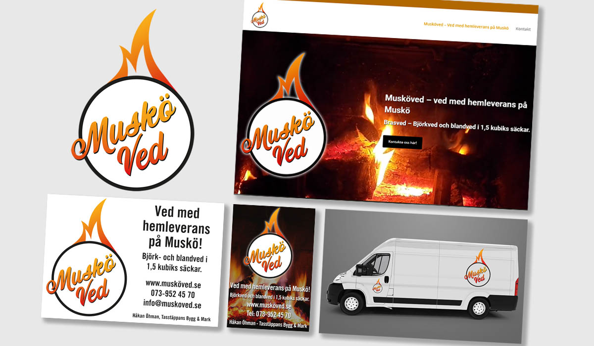 För Musköved har vi formgett logotype, hemsida och reklammaterial.